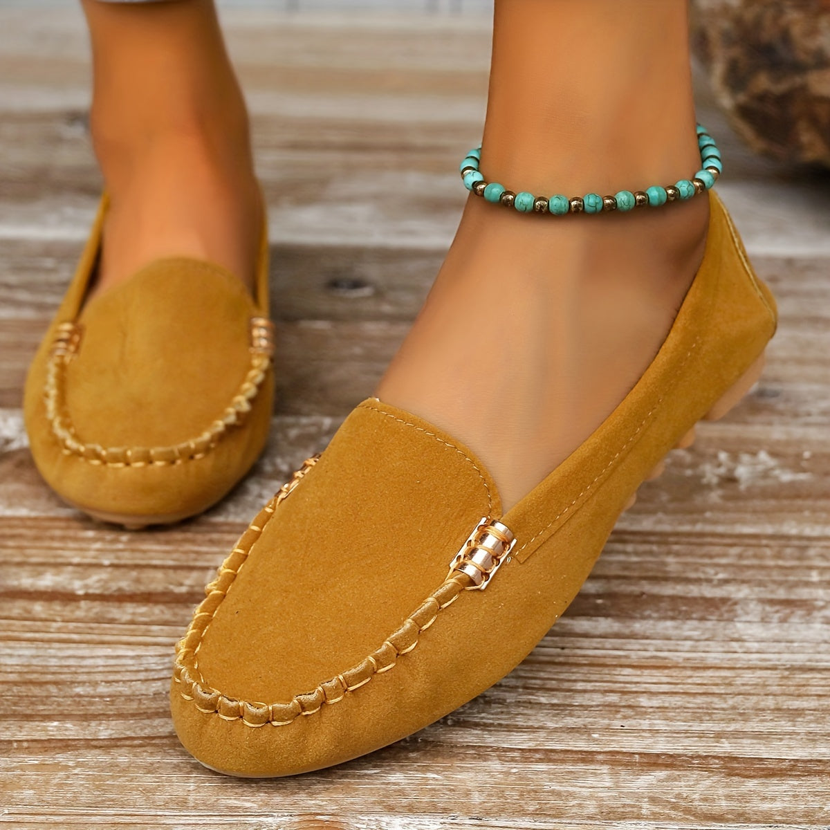 Women's metal loafers - flat, casual slip-on shoes that are lightweight and comfortable.