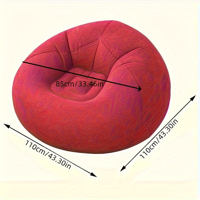 Versatile Red Inflatable Bean Bag Chair Made with Velvet Filling and Non-Woven Fabric - Multi-Size for Home, Kitchen, Game Room, and Lounge Sitting - No Wood Included