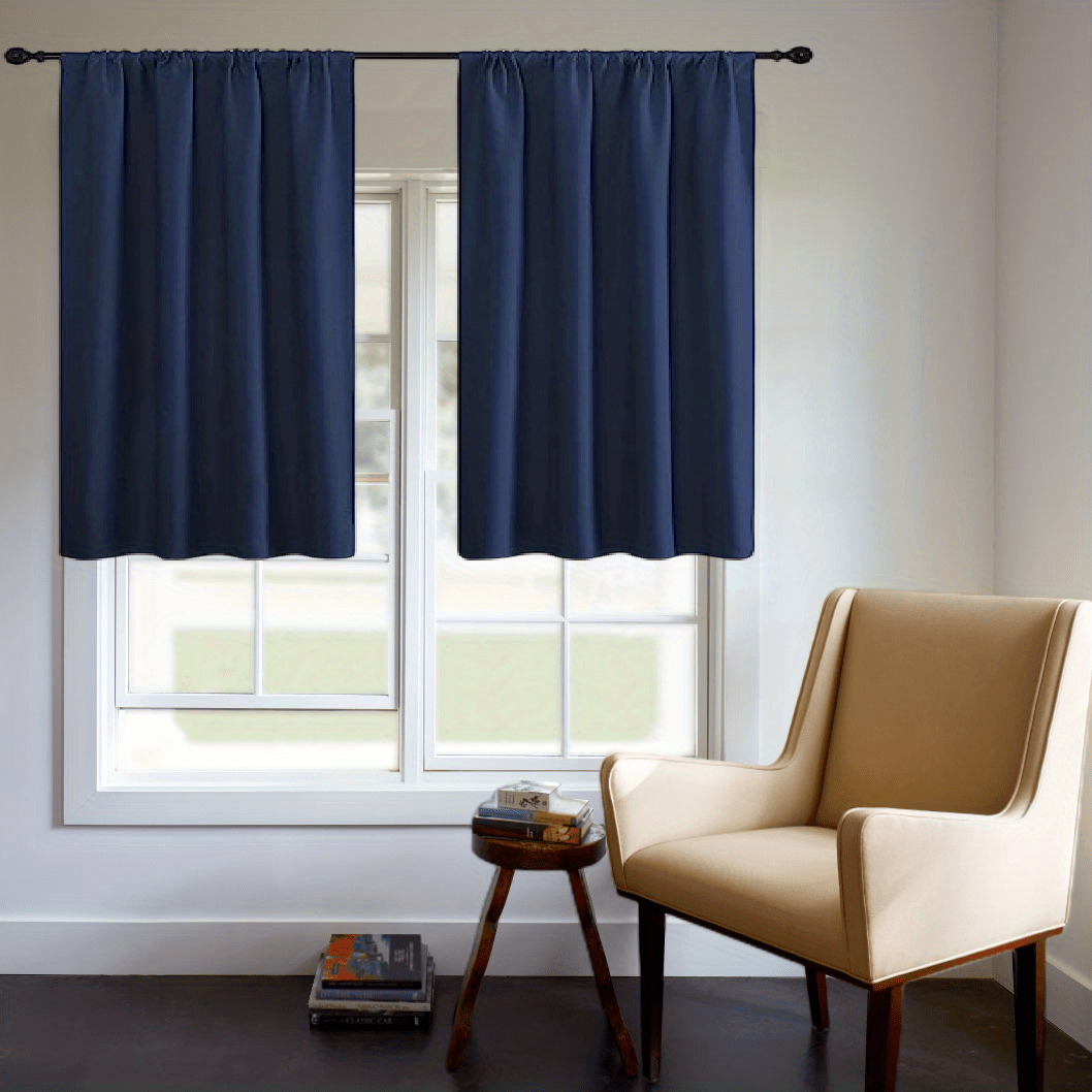 One Blackout Curtain (1 Panel) - Thick Rod Pocket Curtain for Heat Insulation and Light Blocking in Bedroom, 200g;