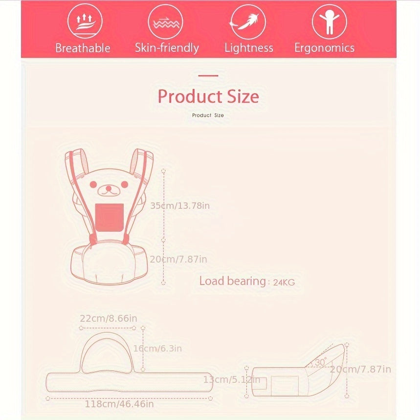 Ko'p o'lchamli 3-in-1 ergonomik chaqaloq ko'taruvchi, hip o'rindiqli, yangi tug'ilgandan tortib bolalargacha moslashuvchan, ftalatlardan xoli paxtadan tayyorlangan, emizish uchun qulay chaqaloq sling, 0-3 yoshgacha mos keladi.