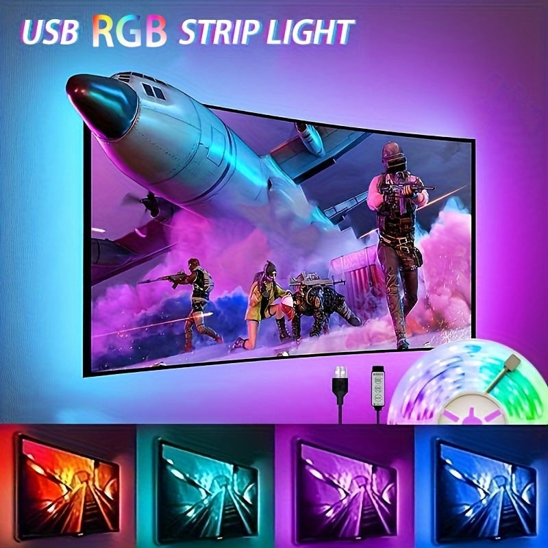 39.62m RGB 5050 DIY LED Tape Light, USB Flexible Ribbon Diode Strip for TV Backlight Room Decoration.