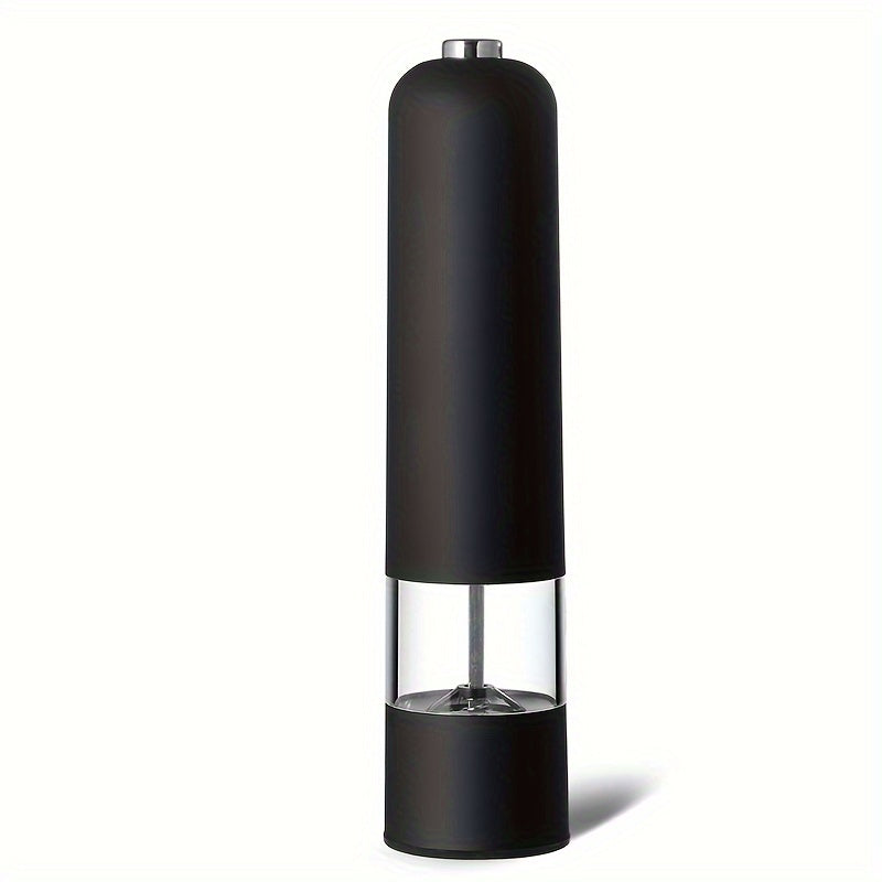 Automatic electric salt and pepper grinder set with adjustable coarseness, ideal for cooking and BBQs.