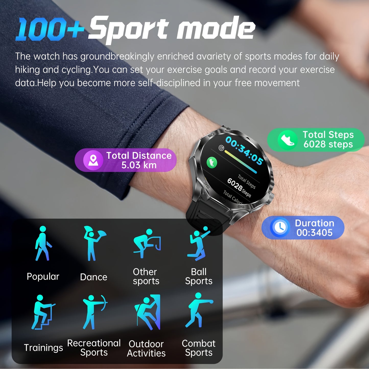 TIZOOP Smart Sports Watch with Dual Straps, Full Touchscreen, Multi-Sport Modes, Call & Text Alerts, Sleep Monitoring, Music Control, Weather Forecast, Sleek Design, Fitness Tracker