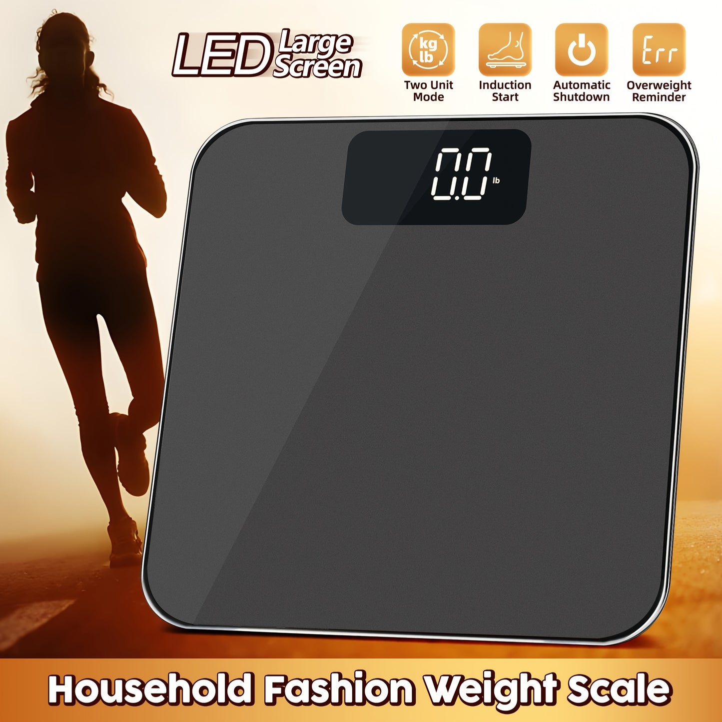 Digital bathroom scale measures body weight accurately up to 181.44 KG. KG/lb unit. Battery not included.