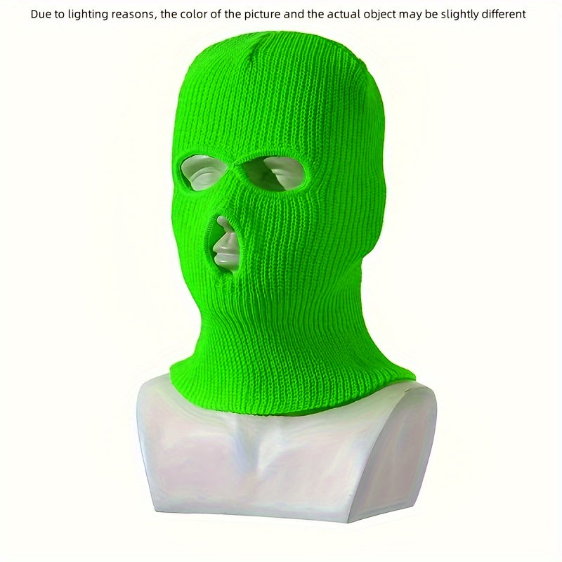 Stay warm and stylish this winter with the 1pc Knitted Ski Mask. This cool headgear balaclava is suitable for both men and women, perfect for Halloween horror spoofs or as a fun car decoration.