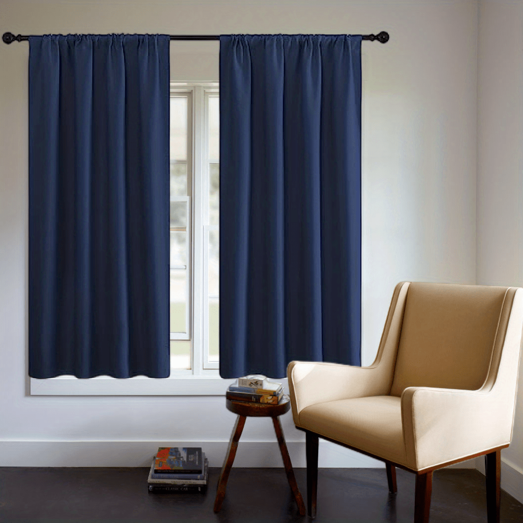 One Blackout Curtain (1 Panel) - Thick Rod Pocket Curtain for Heat Insulation and Light Blocking in Bedroom, 200g;