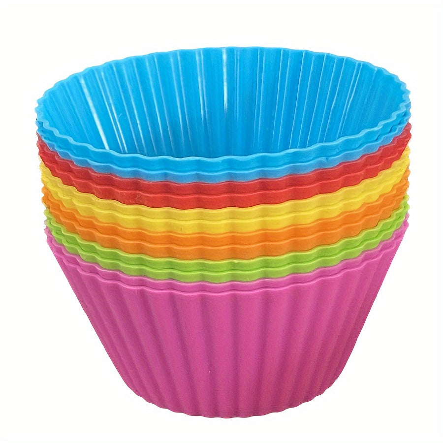 Pack of 12 or 18 Silicone Muffin Cups, Heat Resistant Cupcake Cups, Reusable Liners, Muffin Molds, Baking Tools, Kitchen Gadgets, and Accessories.