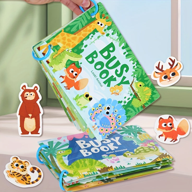 Children's early education busy book with animal traffic theme for quiet and beneficial intelligence development.