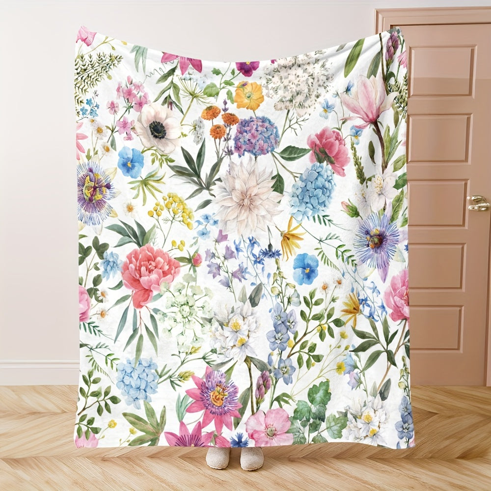 Soft and cozy flower print blanket, perfect for napping on the go or at home. Ideal for adding a touch of warmth and style to any room. Makes a great birthday or holiday gift for girls and adults. Suitable for all seasons.