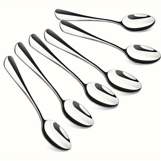 Set of 6/8 Stainless Steel Coffee, Tea, and Mini Spoons Perfect for Afternoon Tea and Desserts, Dishwasher Safe, Ideal for Home Kitchen, Restaurant Use, and Table Setting, Each Spoon 13.69cm Long