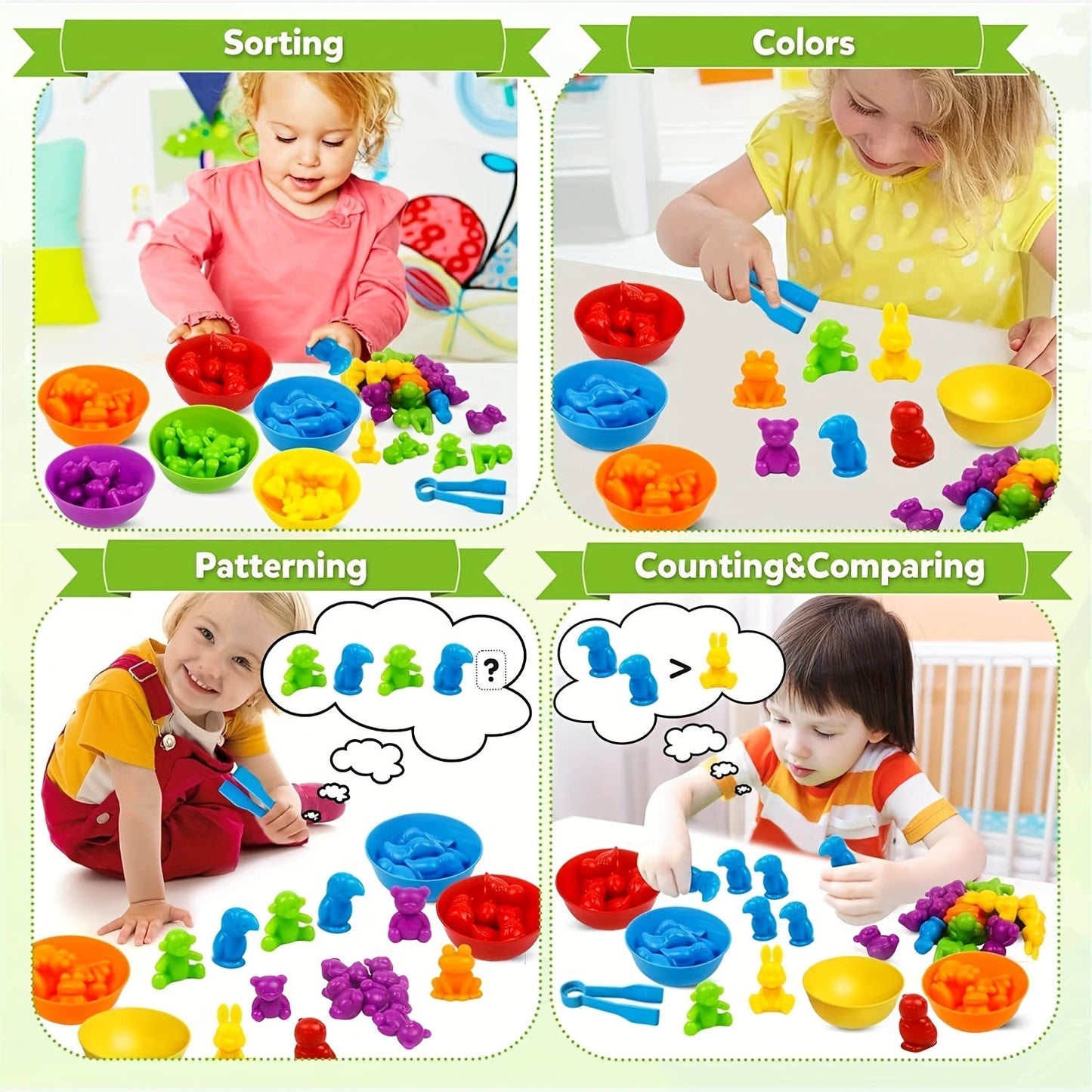 1-Piece Preschool Educational Toy Set - Includes STEM Development Counting & Matching Games and Sorting Bowls for Kids - Made with Durable Plastic Material, Perfect for Christmas, Halloween, or Holiday Gifts.