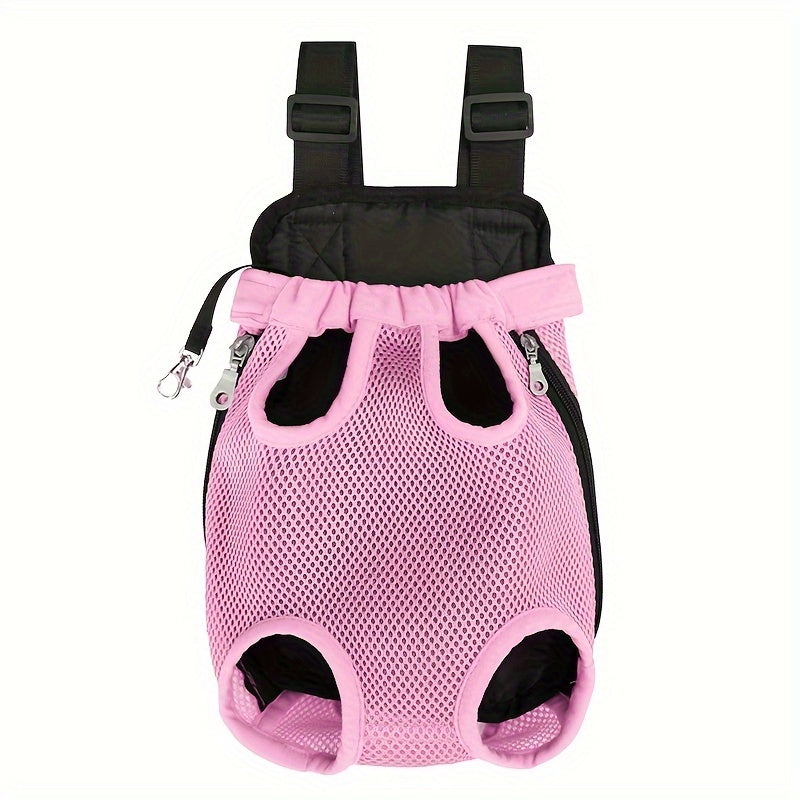 Pet backpack for small dogs and cats with breathable mesh, comfort straps, and a zippered carrier.