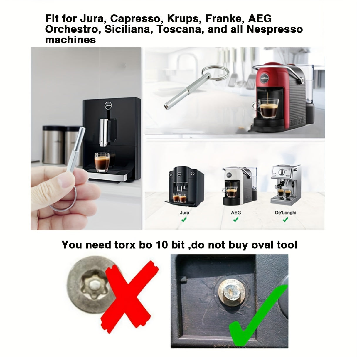 Услуга по ремонту кофемашин Jura Capresso SS316 со специальным ключом-ключом для откручивания винтов с овальной головкой.