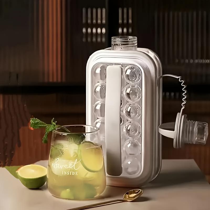 Foldable ice maker bottle with tray, high-capacity ice maker, and silicone molds for refrigerator.