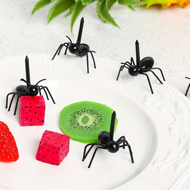 12 Ant Shaped Toothpicks for Snacks and Desserts, Reusable Plastic Fruit Forks for Parties.