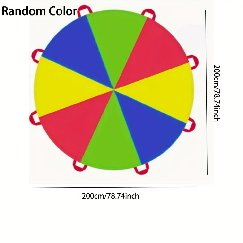 Rainbow Parachute, 2m/6.56ft Long, Random Color, Outdoor Party Activities, Suitable for Teamwork Games, Family Building Toys