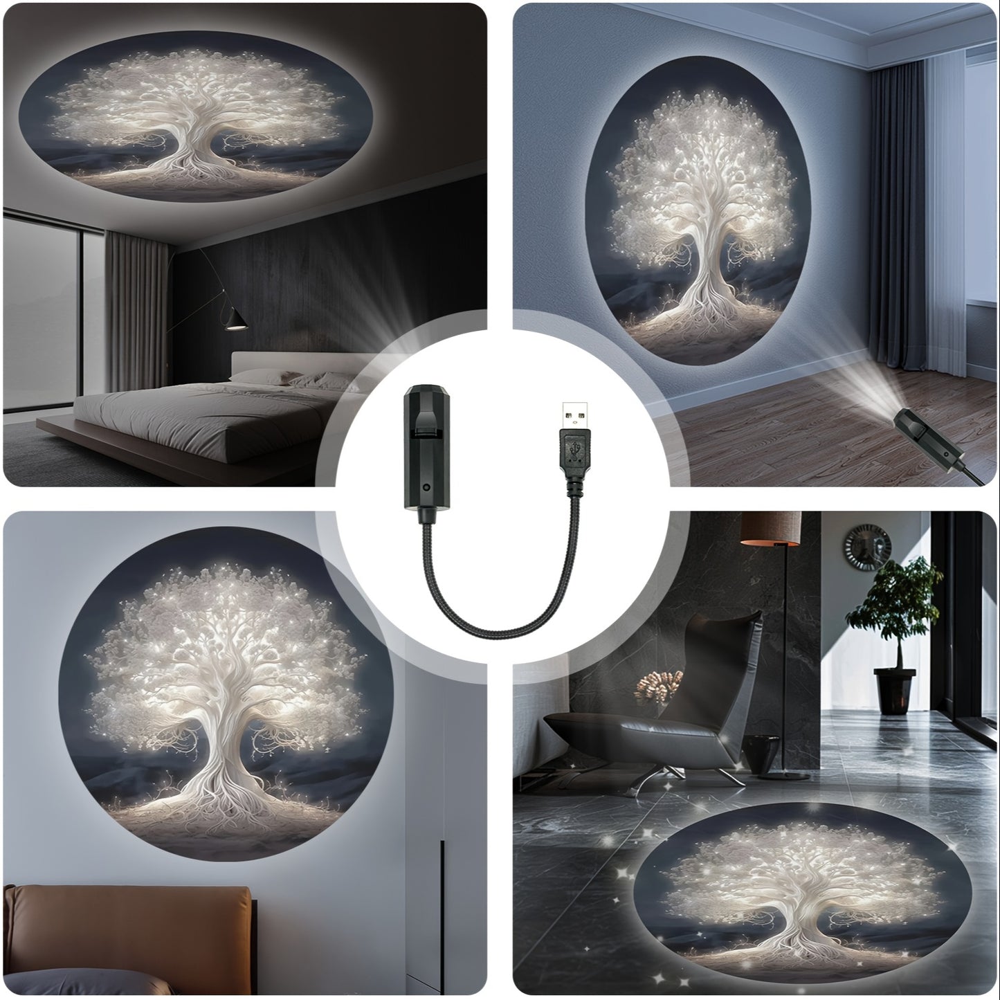 Tree of Life LED Night Light - USB Powered, Easy Plug & Play, 360° Rotatable, Adjustable Brightness, Ideal for Bedroom Ambiance, Room Decoration, Perfect Gift