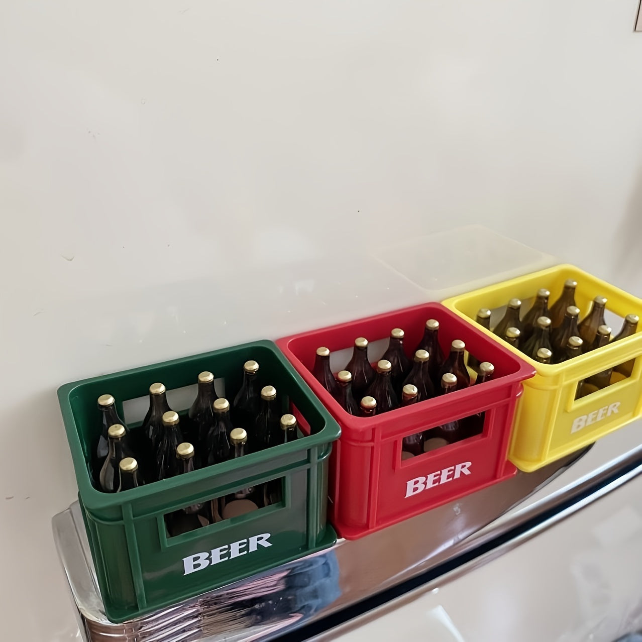 Magnetic beer bottle opener doubles as a decorative fridge magnet.