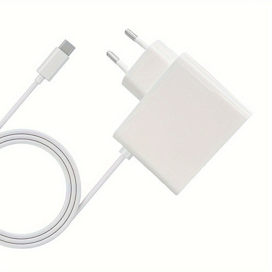 65W USB C GaN PD настенная быстрая зарядка с 150 см USB-C кабелем, совместимая с Mac Book Pro, Lenovo, Acer Chromebook, iPhone, iPad, Galaxy, планшетами и другими.