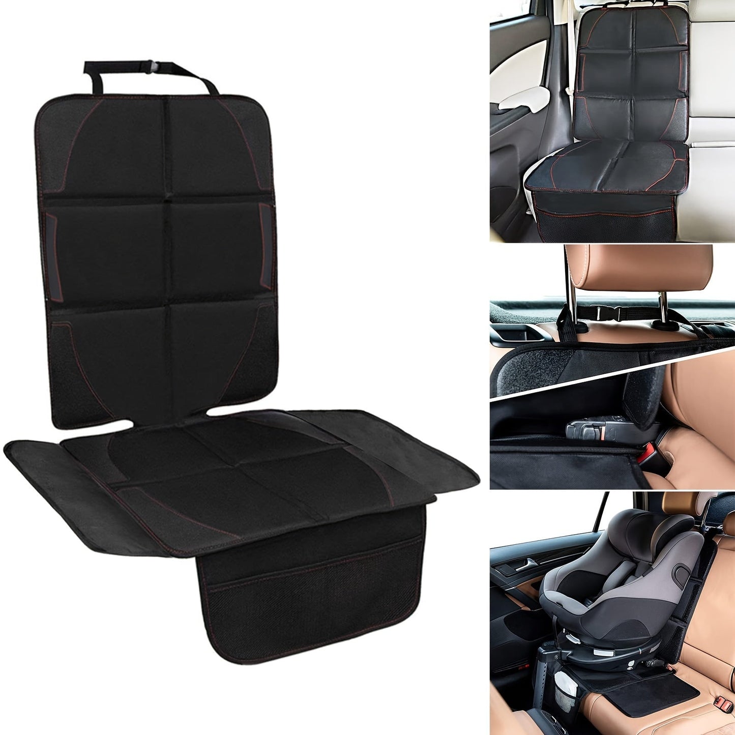 Large Size Car Seat Protector made of 600D Fabric with Thick Padding and Storage Pockets for Seat Protection and Adaptability.