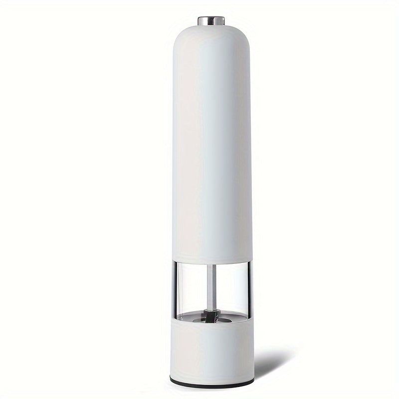 Automatic electric salt and pepper grinder set with adjustable coarseness, ideal for cooking and BBQs.