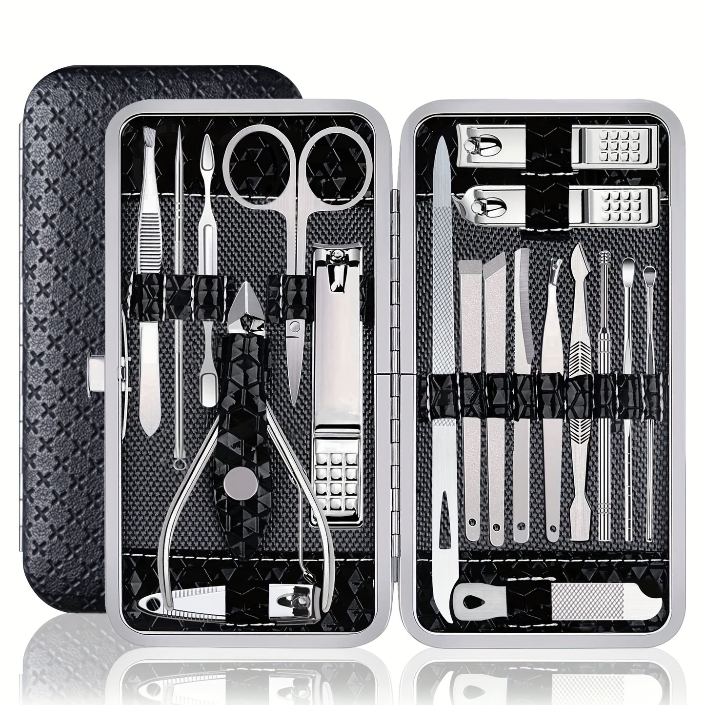 16/19pcs Stainless Steel Manicure Set for Men and Women's Travel.