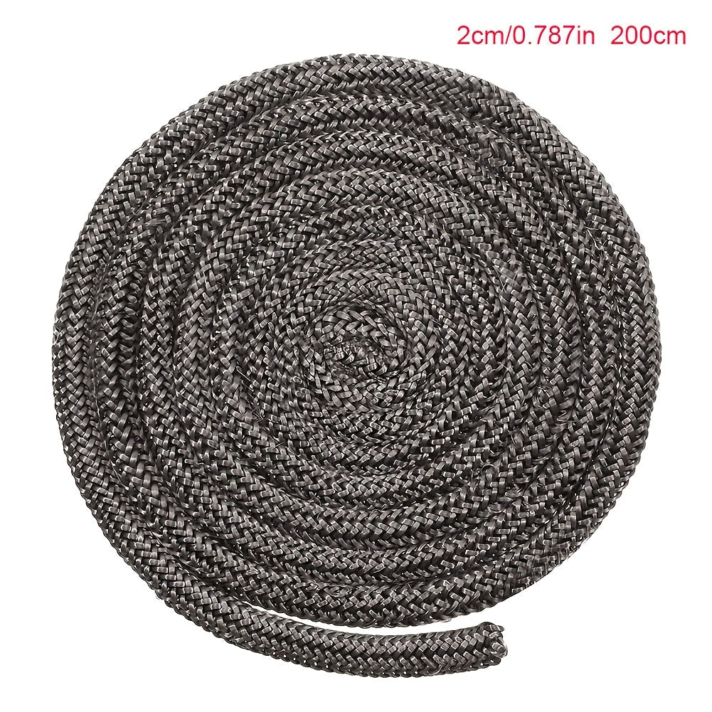 Fireproof sealing rope for high temperature applications in fireplaces, furnaces, and furnace doors, measuring 18/20MM in black color.