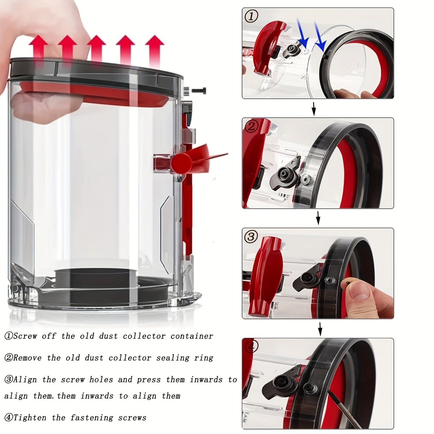 Enhance Suction and Performance with Vacuum Cleaner Dustbin Sealing Ring Replacement Parts for V11 V15 SV14 SV15 SV22 Series - Plastic Seal for Dust Cup Top, Floor Attachment Repair Accessories with Fixed Ring