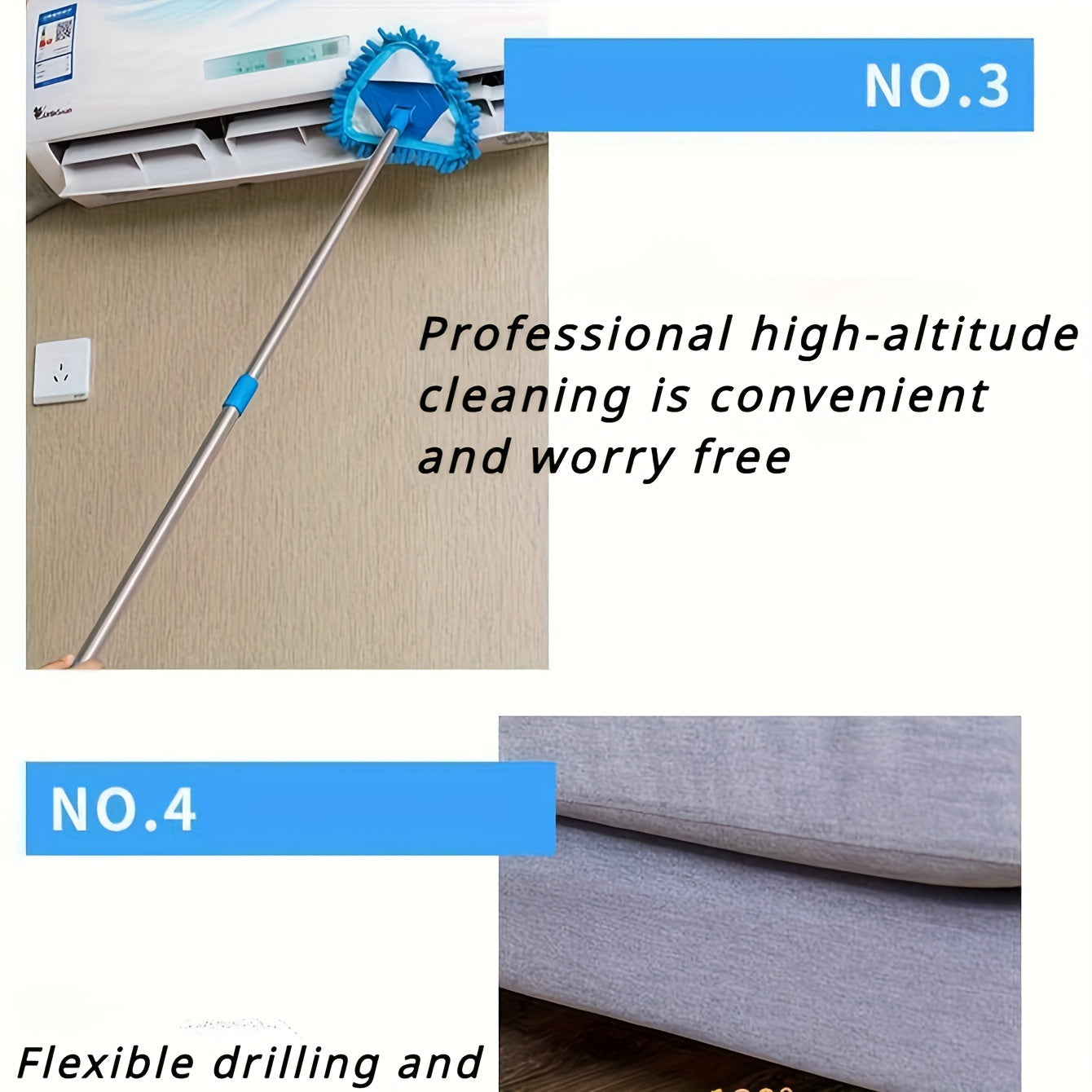 Telescopic Triangle Cleaning Mop - The Ultimate Multi-Surface Dust Removal Tool with a Long Handle and No Dead Corner, Made of Durable Plastic for Every Area of Your Home and Car