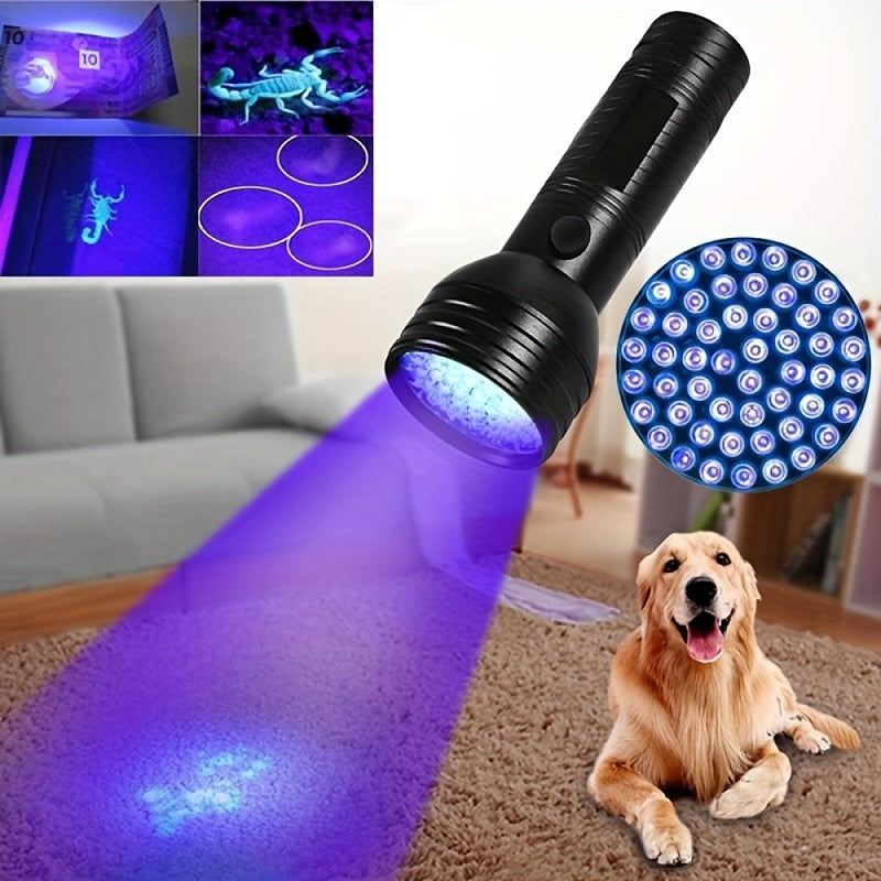 UV Blacklight Flashlight with Super Bright Ultraviolet LEDs, Metal Material with Switch Control, Battery Powered - Ideal for Scorpion Hunting, Pet Urine Detection - Available in 21, 51, or 100 LEDs, UV395nm.