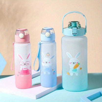 Cartoon animals sports water bottles in various sizes for outdoor activities and birthdays.