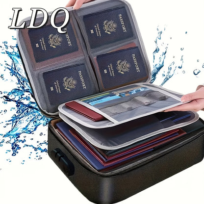 Men's 3-layer security briefcase with password lock for documents and laptop storage, ideal for travel and home use.