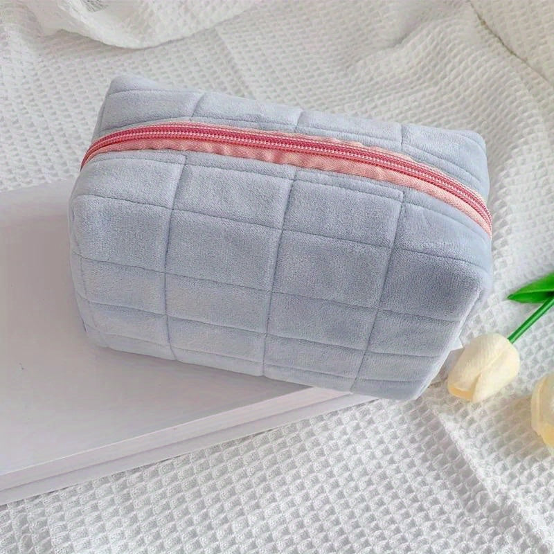 Large capacity solid color pillow pencil case, perfect for girls in school or office.