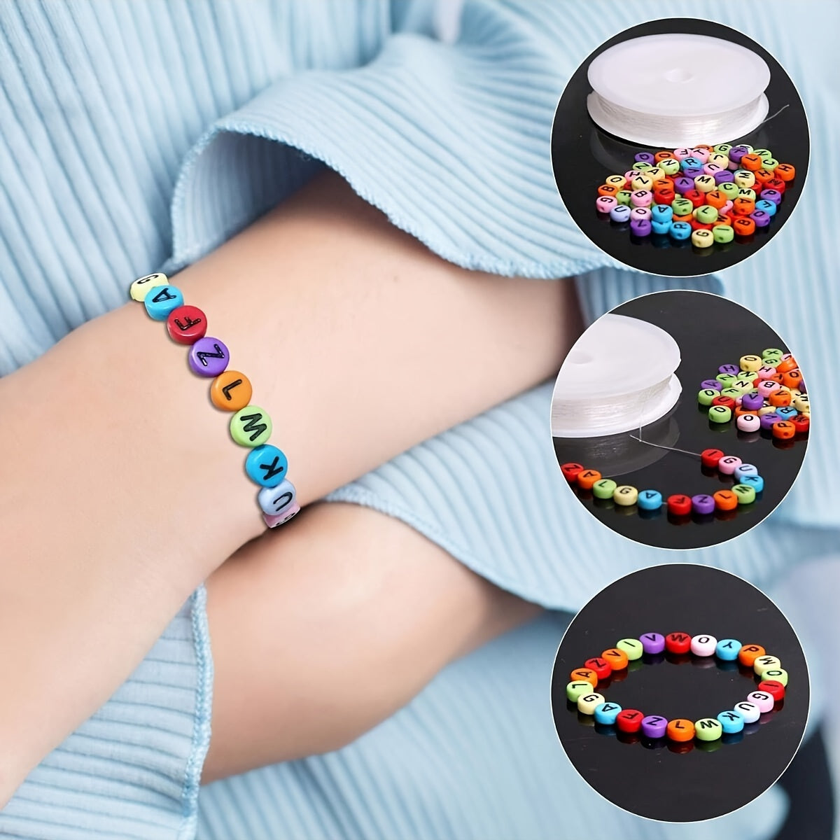 700 pieces of round letter beads in 7 different colors, ideal for creating jewelry such as necklaces and bracelets. These acrylic alphabet and number beads are perfect for DIY projects.