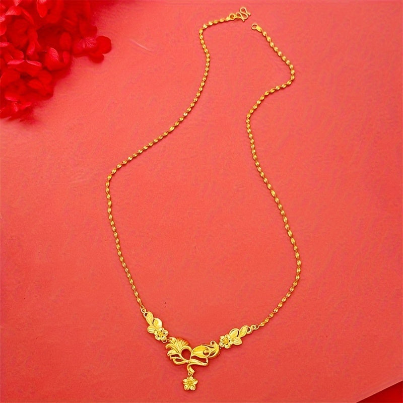 Luxurious and elegant 24K gold plated necklace set for women - A perfect gift for weddings, graduation, or any occasion. Versatile and ideal for teachers or any special event.