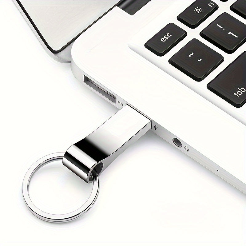 SHANGEAI High-Speed USB 2.0 Flash Drive with Metal Design, 128GB/64GB/32GB Options, Keychain included - Perfect for Laptop Storage & Data Transfer.