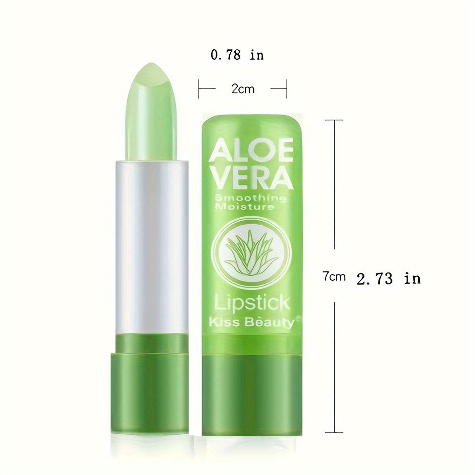 Aloe Vera Color-Changing Lipstick in Berry, Pink, and Red - Moisturizing, Long-Lasting, Non-Fading