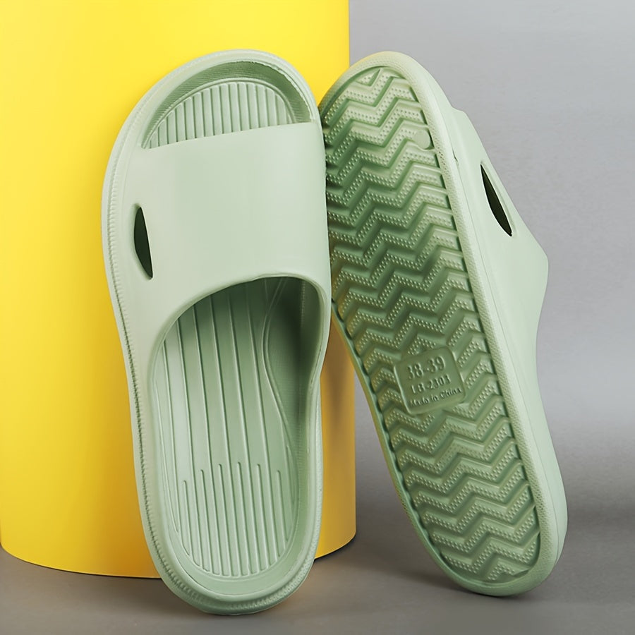 Men's open-toe slippers with solid color, breathable, non-slip, and durable EVA material, anti-odor.