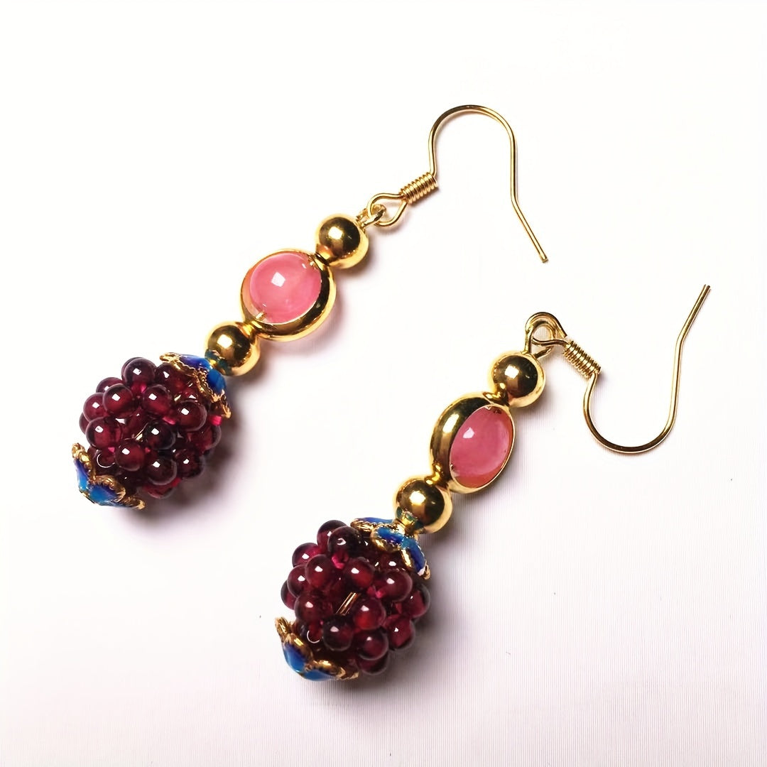 Hand-crafted Natural Garnet Earrings, Exquisite and Stylish Jewelry for Women. Perfect Gift for Birthdays, New Year, Christmas and Thanksgiving. Comes in a Gift Box.