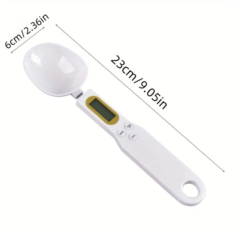 Digital kitchen scale with 500g capacity, 0.1g precision, LCD display, and measuring spoon functionality. Perfect for RV kitchens.