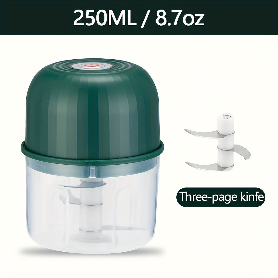 Top Pick: Portable USB Rechargeable Mini Food Chopper with 3 Stainless Steel Blades and Lithium Battery - Perfect for Chopping Onions, Garlic, Veggies, Fruits, Ginger, Chili, and Meat - Compact and Wireless Mixer for Your Kitchen - Available in Multiple