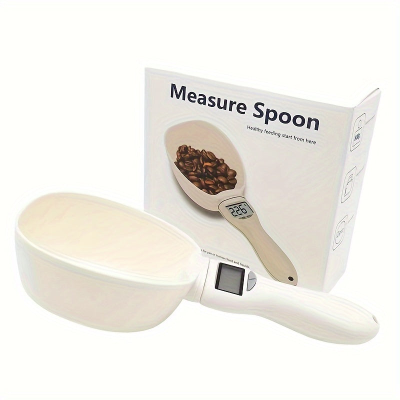 1pc Electronic Scale for weighing pet food, includes measuring spoon.