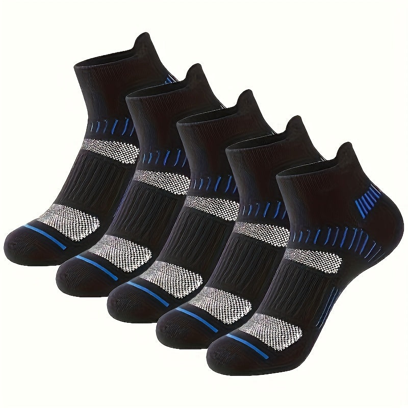 5 pairs of breathable ankle socks, striped design for men's fall wear