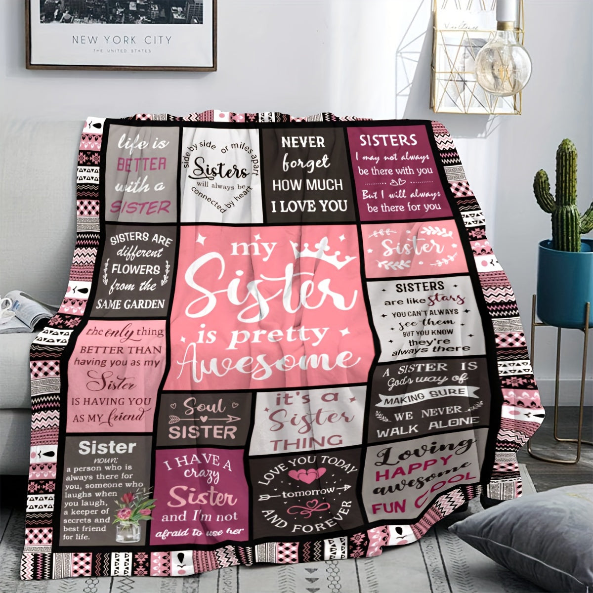 Gifts for Sisters: Sister Birthday Gifts, Best Friend Birthday Gifts for Women; Blanket for Little Sister - Perfect for Christmas and Thanksgiving; Big Sister Gifts for Bed, Couch, or Chair