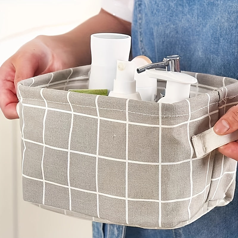 Multipurpose foldable storage organizer with handle. Waterproof and dustproof. Ideal for organizing underwear, socks, cosmetics, and more in the bathroom.