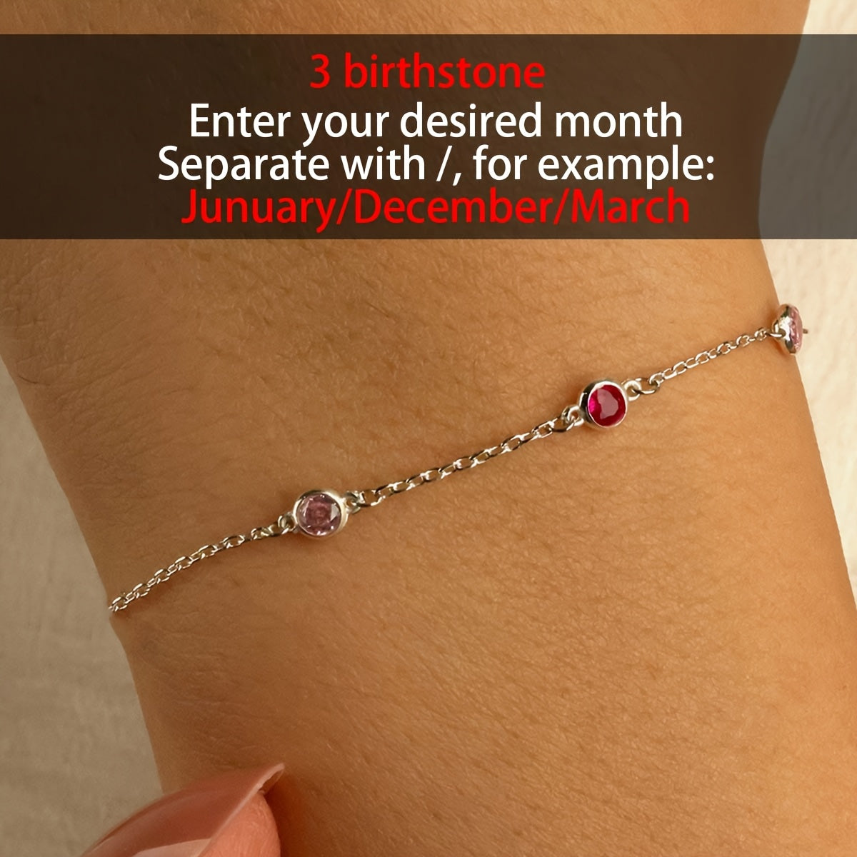 Design a chic birthday stone bracelet with 2-4 birthstones, made of 18K plated stainless steel. Ideal for creating personalized family birthstone jewelry, multi-stone accessories, and thoughtful gifts for Mother's Day and birthdays.