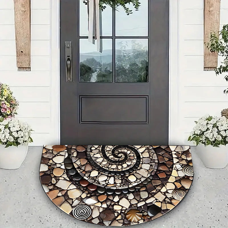 1 piece of Pebble Flower Welcome Mat - Non-slip, Easy to Clean, Semi-circle Design for Indoor and Outdoor Use - Perfect for Entryways, Kitchens, Bathrooms, Patios, and Balconies as a Decorative Touch