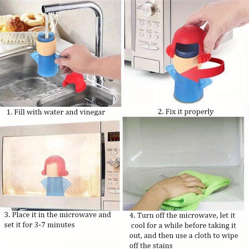 Angry Mom Microwave Steam Cleaner 3-Pack makes cleaning a breeze with its simple 3-step vinegar and water cleaning process. This convenient and effective cleaner requires no electricity, making it perfect for use in both home and office kitchens.