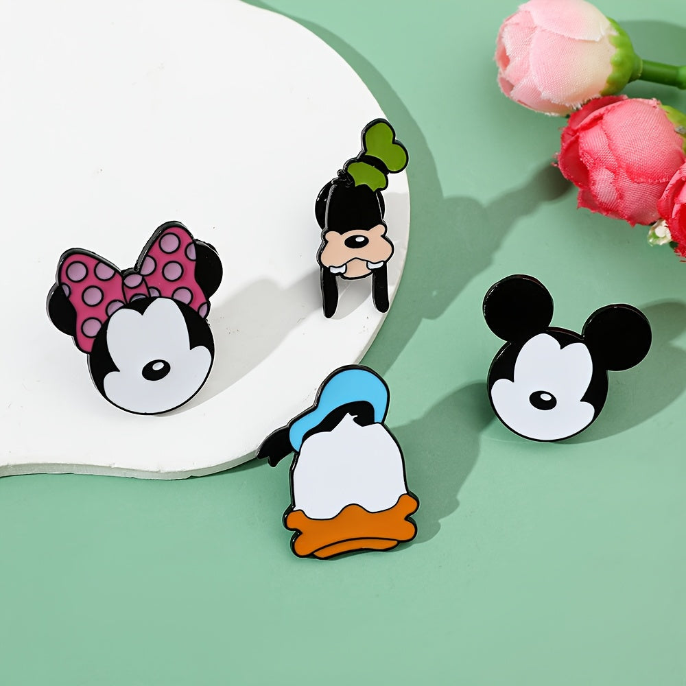 Set of 5 Disney Enamel Brooch Pins - Adorable Cartoon Alloy Metal Badges with Simple Irregular Shapes - Character Accessories for Clothes and Bags