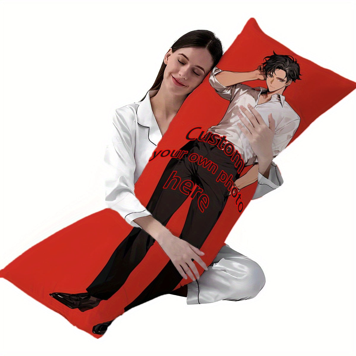 Personalized Anime Body Pillow Cover, Create Your Own Design, Custom Photo Long Rectangular Plush Throw Pillow Case, Made with Soft Short Plush Material, Single-Sided Printing, Pillow Insert Not Included, Measures 50.8x137.16 cm, Perfect Gift for Loved